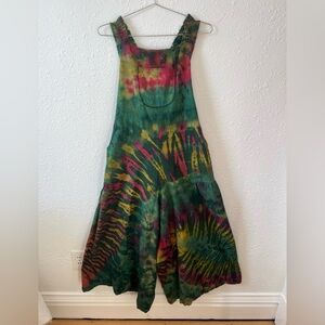 Tie Dye Cotton Overalls Jumpsuit One Size